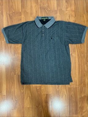 VTG Knights of the Round Table Grey Pinstripe Polo Shirt Size L 90s